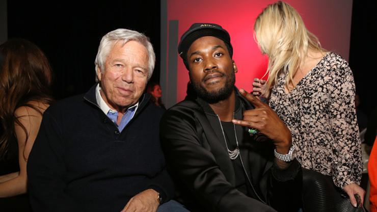 Meek Mill Links With Lil Baby, Robert Kraft & More At The Sixers Game