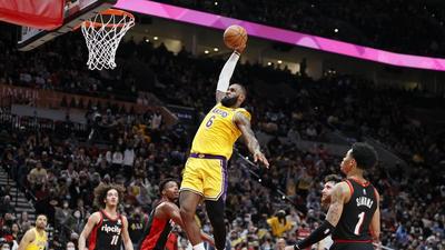 LeBron James Celebrates After Breaking Kareem's All-Time Scoring Record