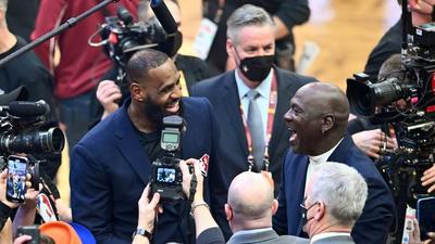 LeBron James & Michael Jordan Hug It Out At The All-Star Game