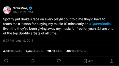 Nicki Minaj’s Old Tweet Sparks Debate Over Drake And Spotify Amid UMG Rift