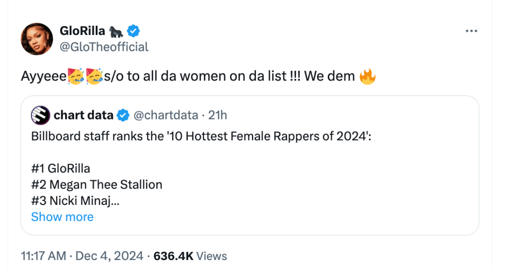 GloRilla Celebrates Being Named Top Female Rapper Of 2024