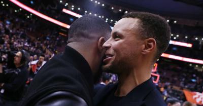 Drake Daps Up Steph Curry Courtside Amidst LeBron James Drama