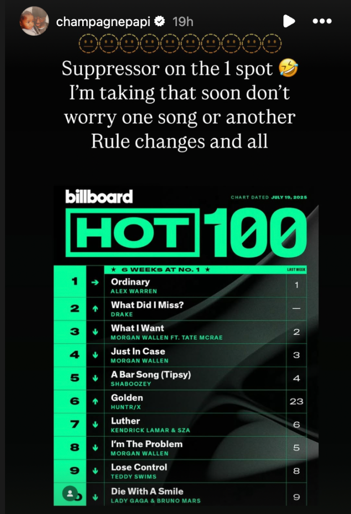 Drake Reacts To “What Did I Miss?” Debuting At No. 2 On The Billboard Hot 100