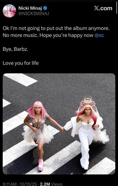 Nicki Minaj Threatens To Cancel Her Upcoming ‘NM6’ Album And Tags JAY-Z…Again